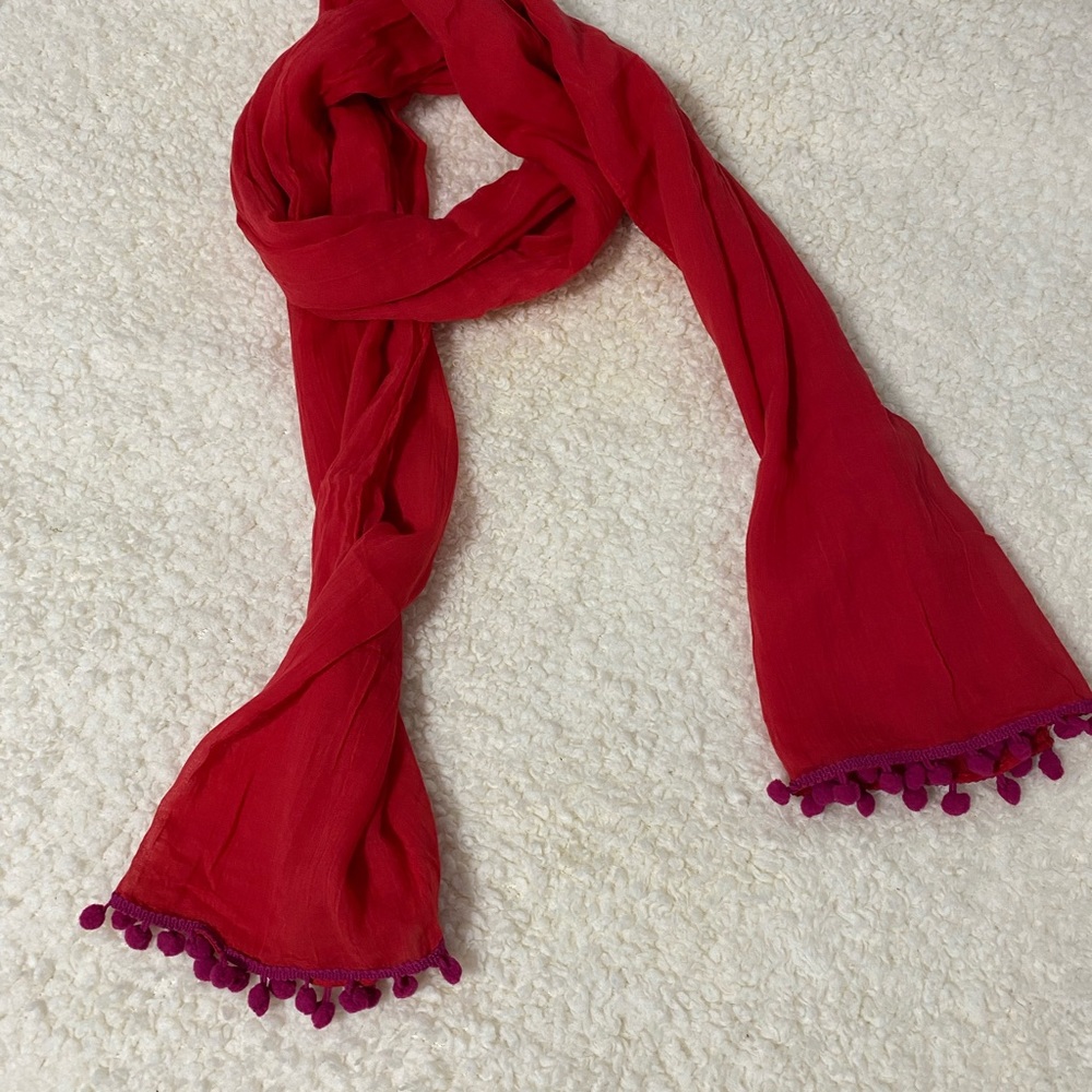 Red Pom Pom scarf